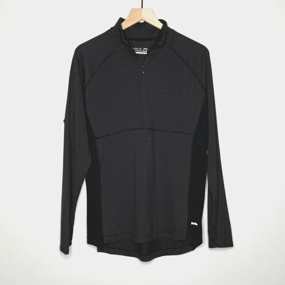 Avalanche Womens Pullover Sweater XL Black Gray Striped Half Zip Outdoors Hiking - Picture 1 of 10